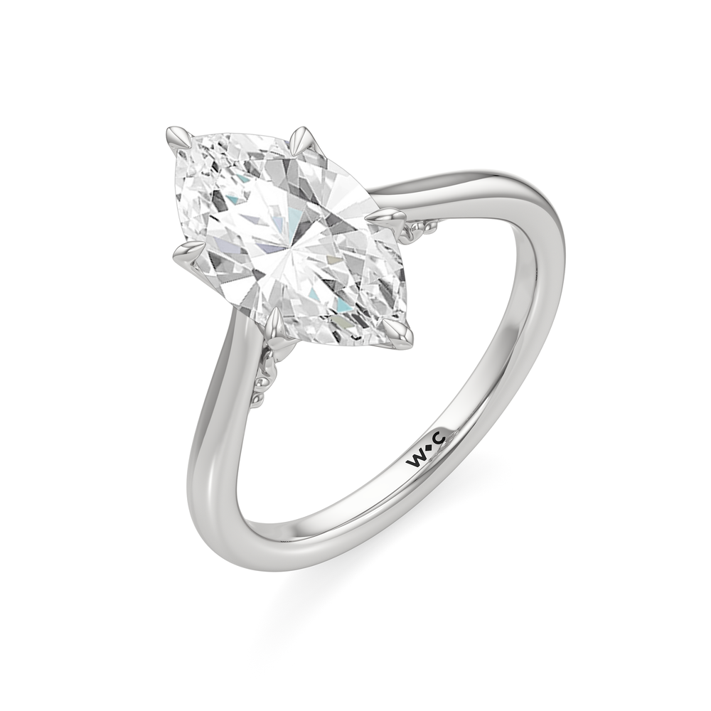 The Fleur Ring with Marquise Cut Diamond in 14KT Platinum view 5
