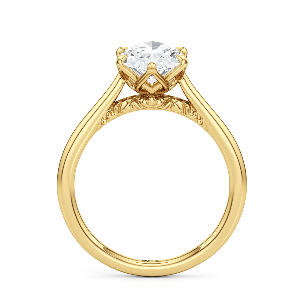 The Fleur Ring with Marquise Cut Diamond in 14KT Yellow Gold view 4
