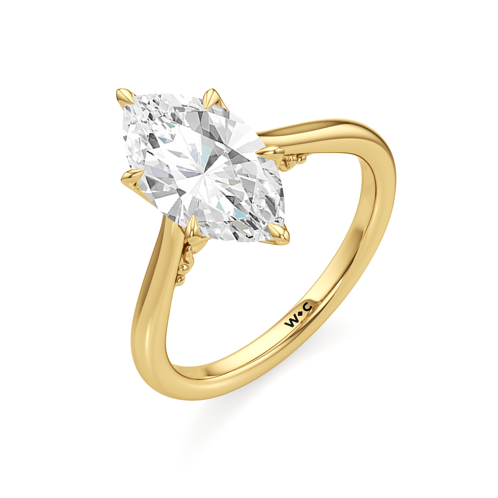 The Fleur Ring with Marquise Cut Diamond in 14KT Yellow Gold view 5
