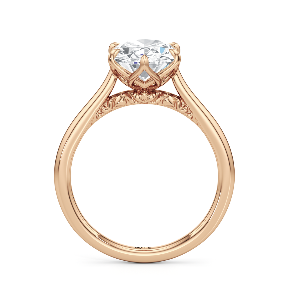The Fleur Ring with Oval Cut Diamond in 14KT Rose Gold view 4
