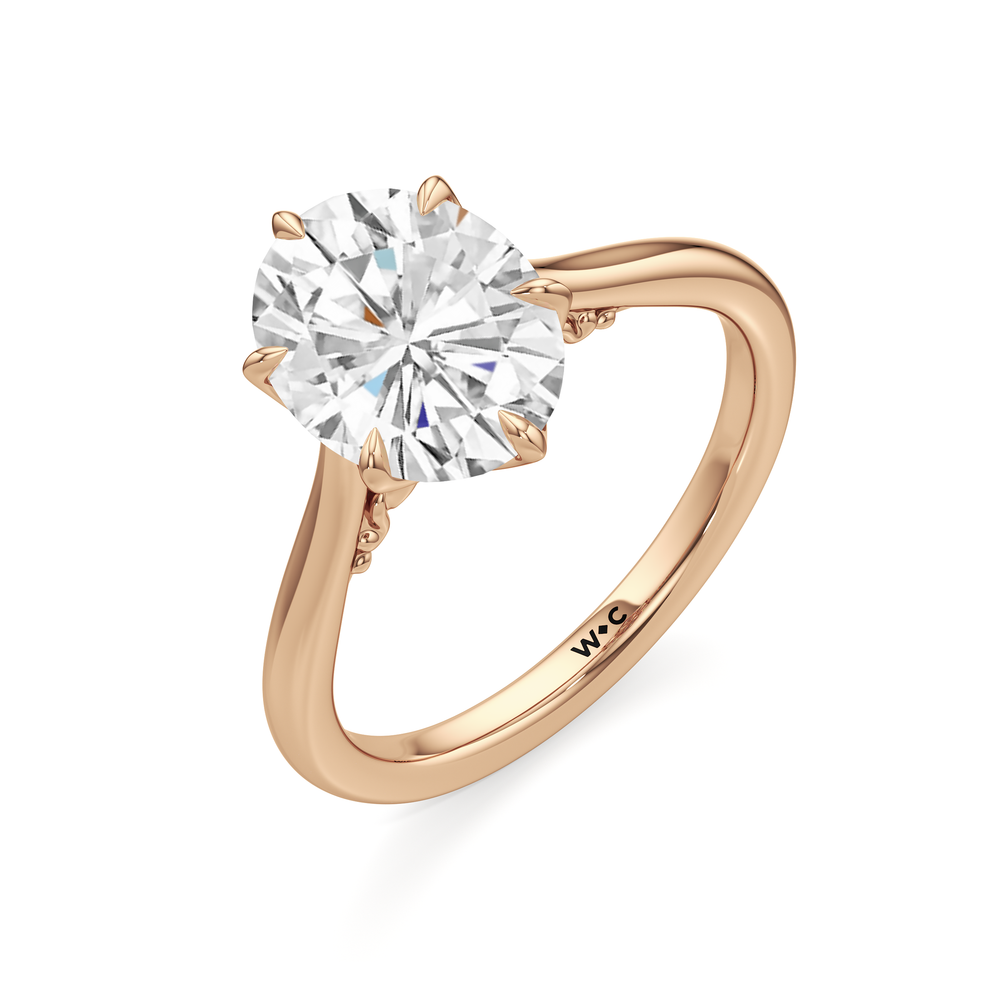 The Fleur Ring with Oval Cut Diamond in 14KT Rose Gold view 5
