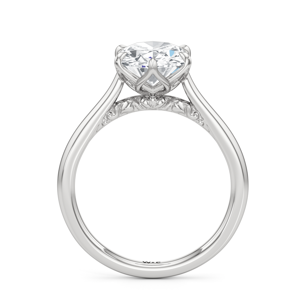 The Fleur Ring with Oval Cut Diamond in 14KT Platinum view 4
