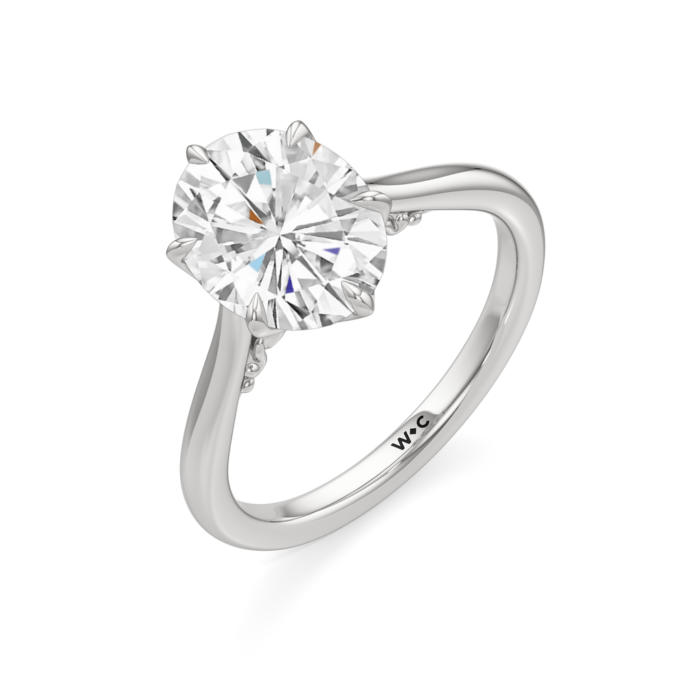 The Fleur Ring with Oval Cut Diamond in 14KT Platinum view 5
