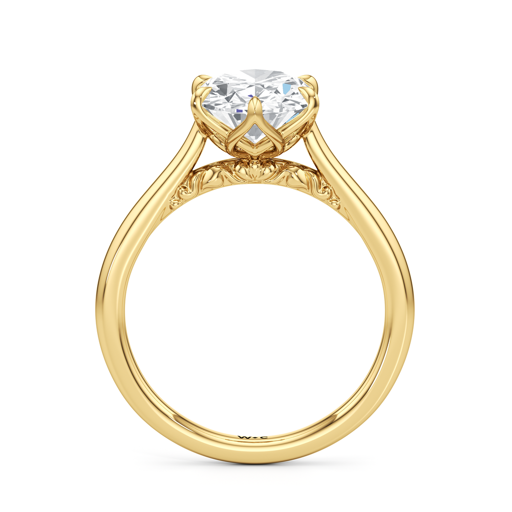 The Fleur Ring with Oval Cut Diamond in 14KT Yellow Gold view 4
