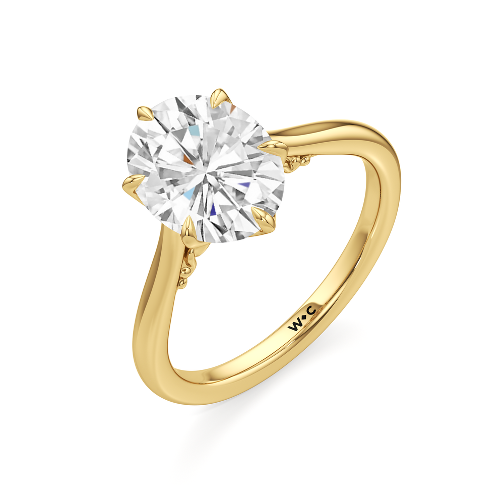 The Fleur Ring with Oval Cut Diamond in 14KT Yellow Gold view 5
