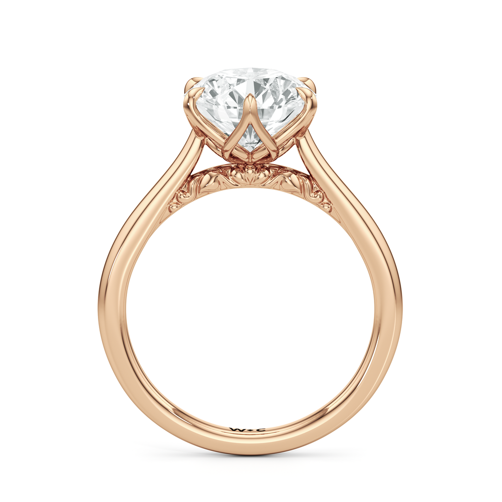 The Fleur Ring with Round Cut Diamond in 14KT Rose Gold view 4
