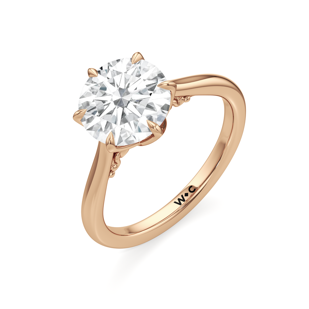 The Fleur Ring with Round Cut Diamond in 14KT Rose Gold view 5
