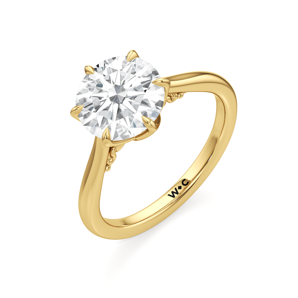 The Fleur Ring with Round Cut Diamond in 14KT Yellow Gold view 5
