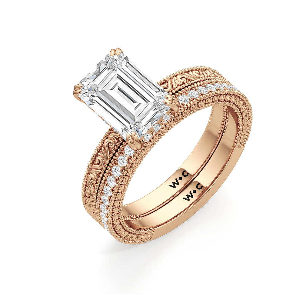 The Seraphine Ring with Elongated Cushion Cut Diamond in 14KT Rose Gold view 7
