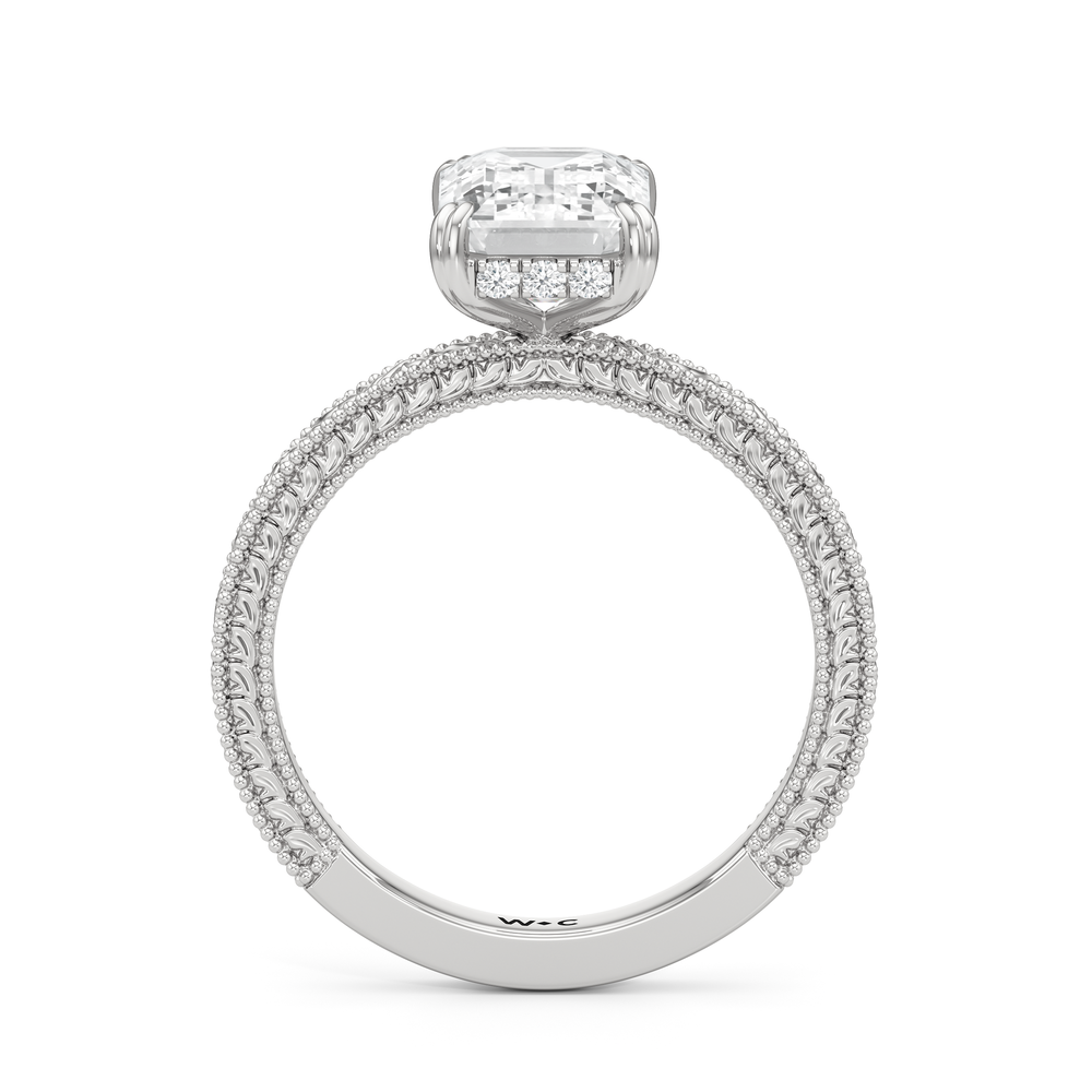 The Seraphine Ring with Emerald Cut Diamond in 14KT Platinum view 5
