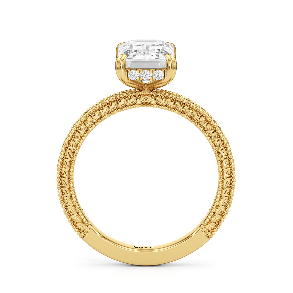 The Seraphine Ring with Emerald Cut Diamond in 14KT Yellow Gold view 5
