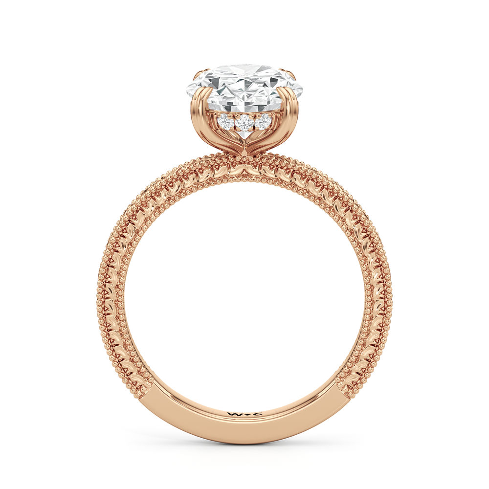 The Seraphine Ring with Oval Cut Diamond in 14KT Rose Gold view 5
