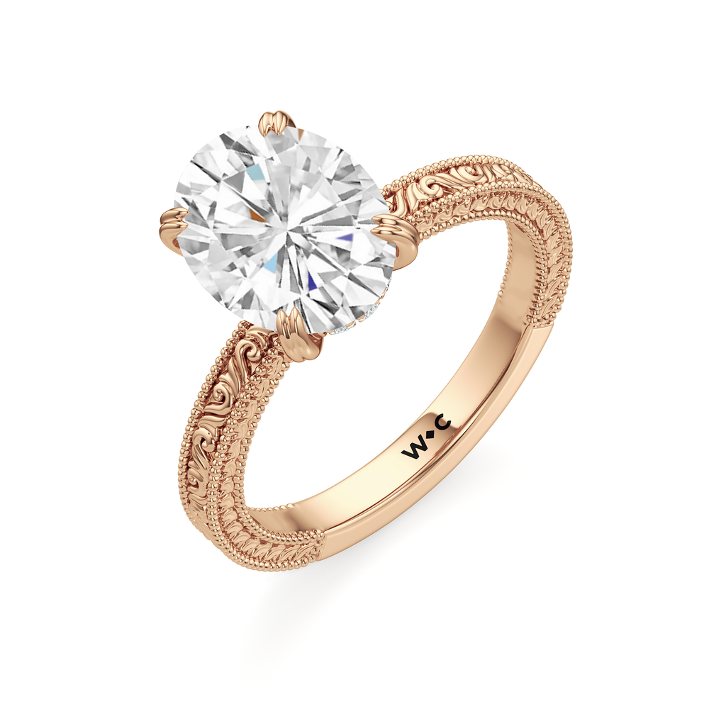 The Seraphine Ring with Oval Cut Diamond in 14KT Rose Gold view 6
