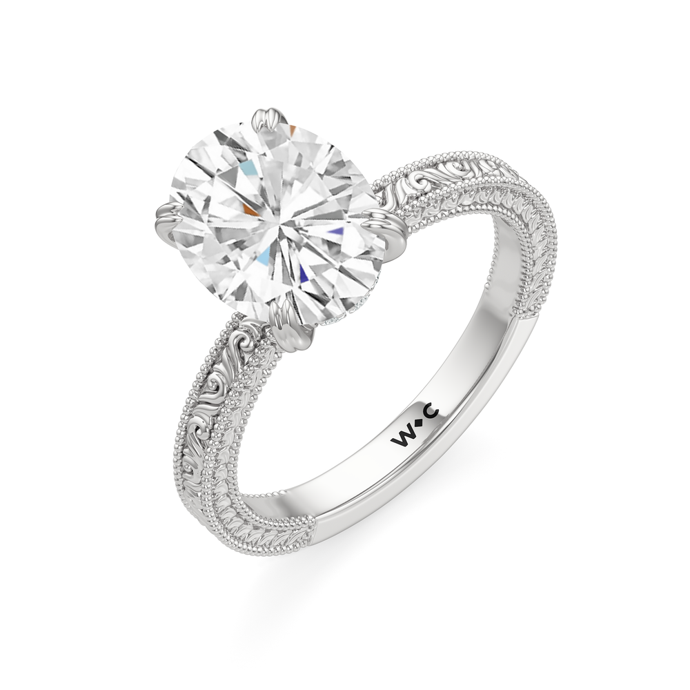 The Seraphine Ring with Oval Cut Diamond in 14KT Platinum view 6
