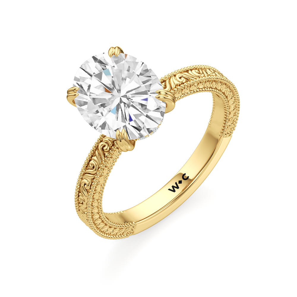 The Seraphine Ring with Oval Cut Diamond in 14KT Yellow Gold view 6
