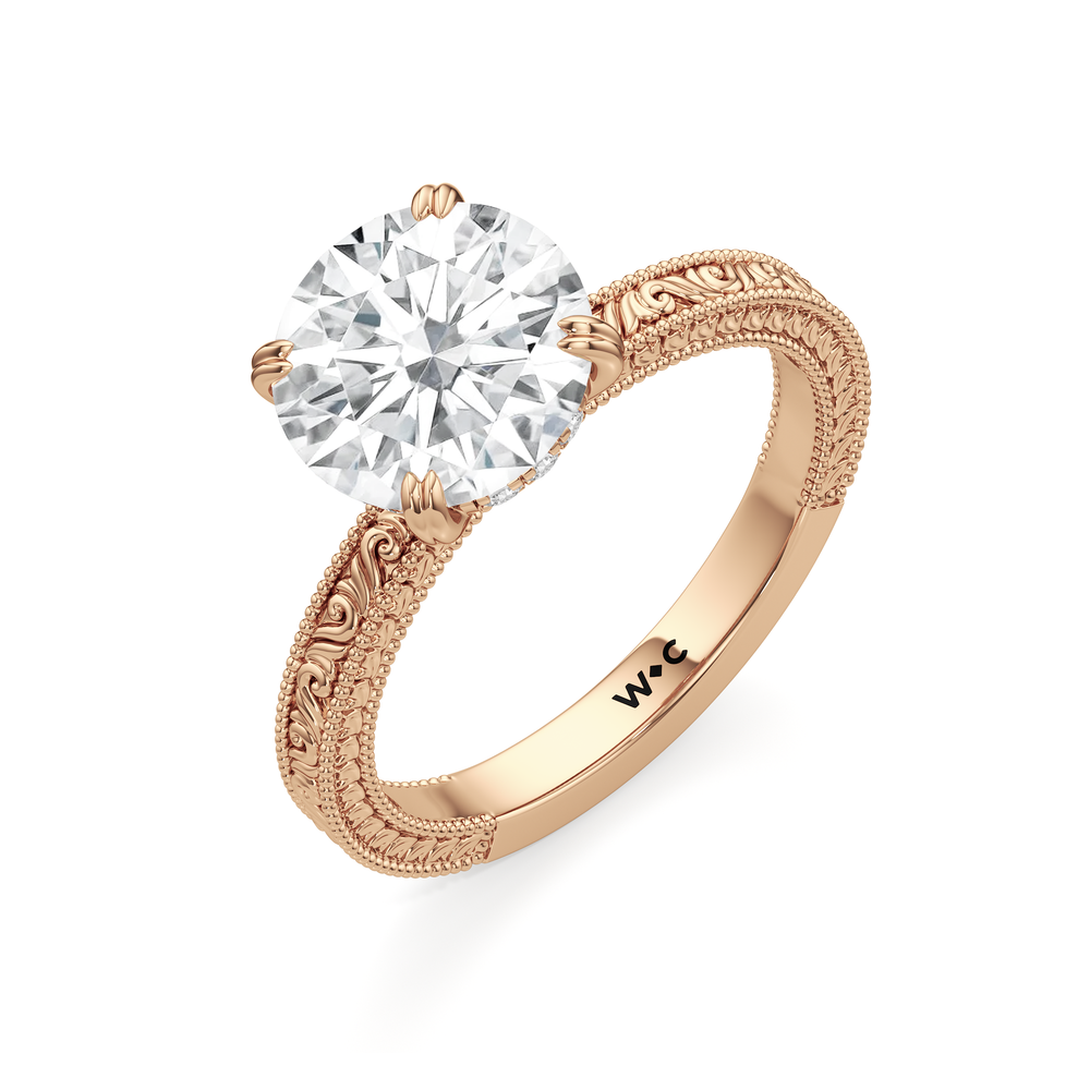 The Seraphine Ring with Round Cut Diamond in 14KT Rose Gold view 6

