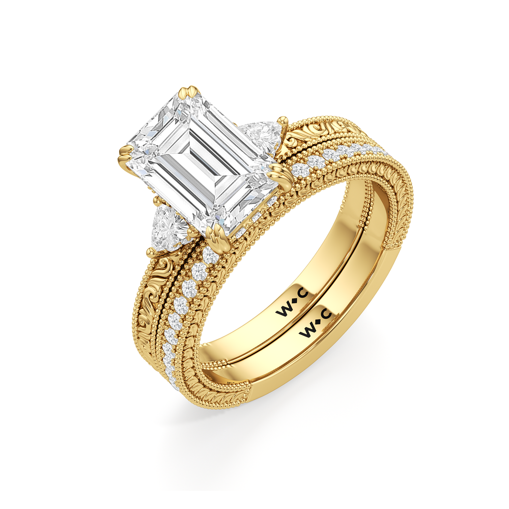 The Ophelia Ring with Emerald Cut Diamond in 14KT Yellow Gold view 4
