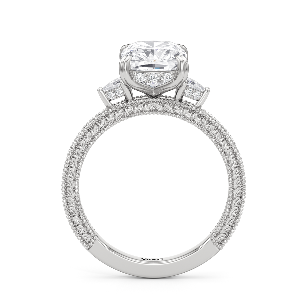 The Ophelia Ring with Elongated Cushion Cut Diamond in 14KT Platinum view 2

