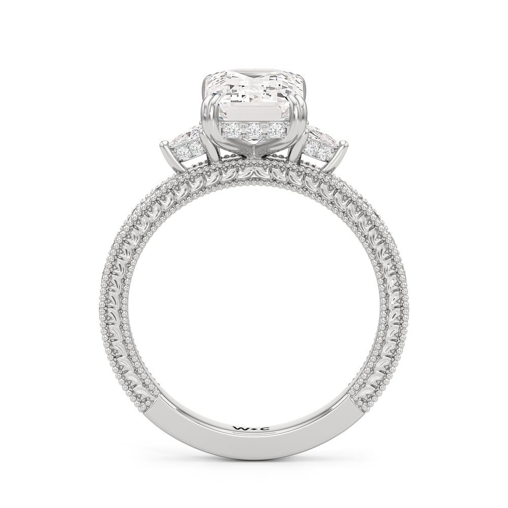 The Ophelia Ring with Emerald Cut Diamond in 14KT Platinum view 2

