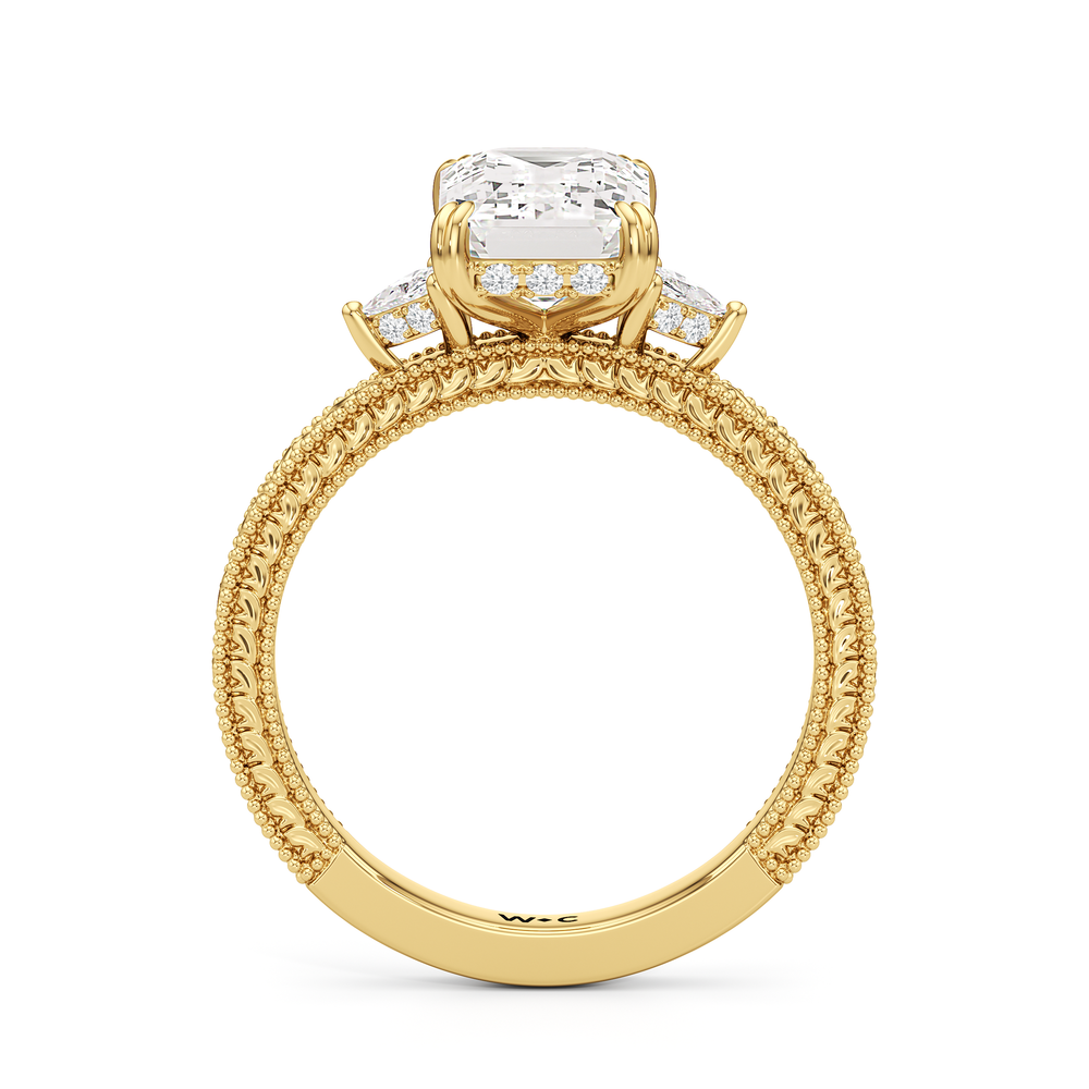 The Ophelia Ring with Emerald Cut Diamond in 14KT Yellow Gold view 2
