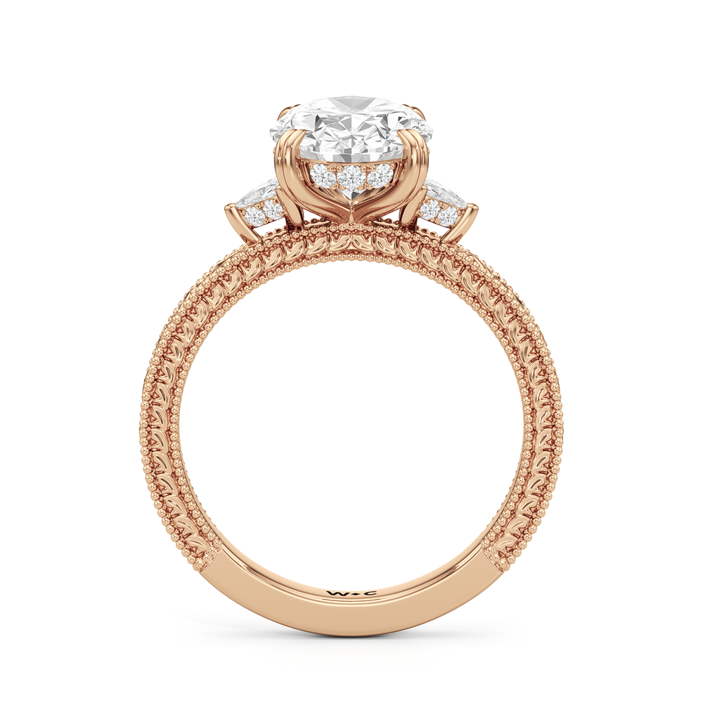 The Ophelia Ring with Oval Cut Diamond in 14KT Rose Gold view 2
