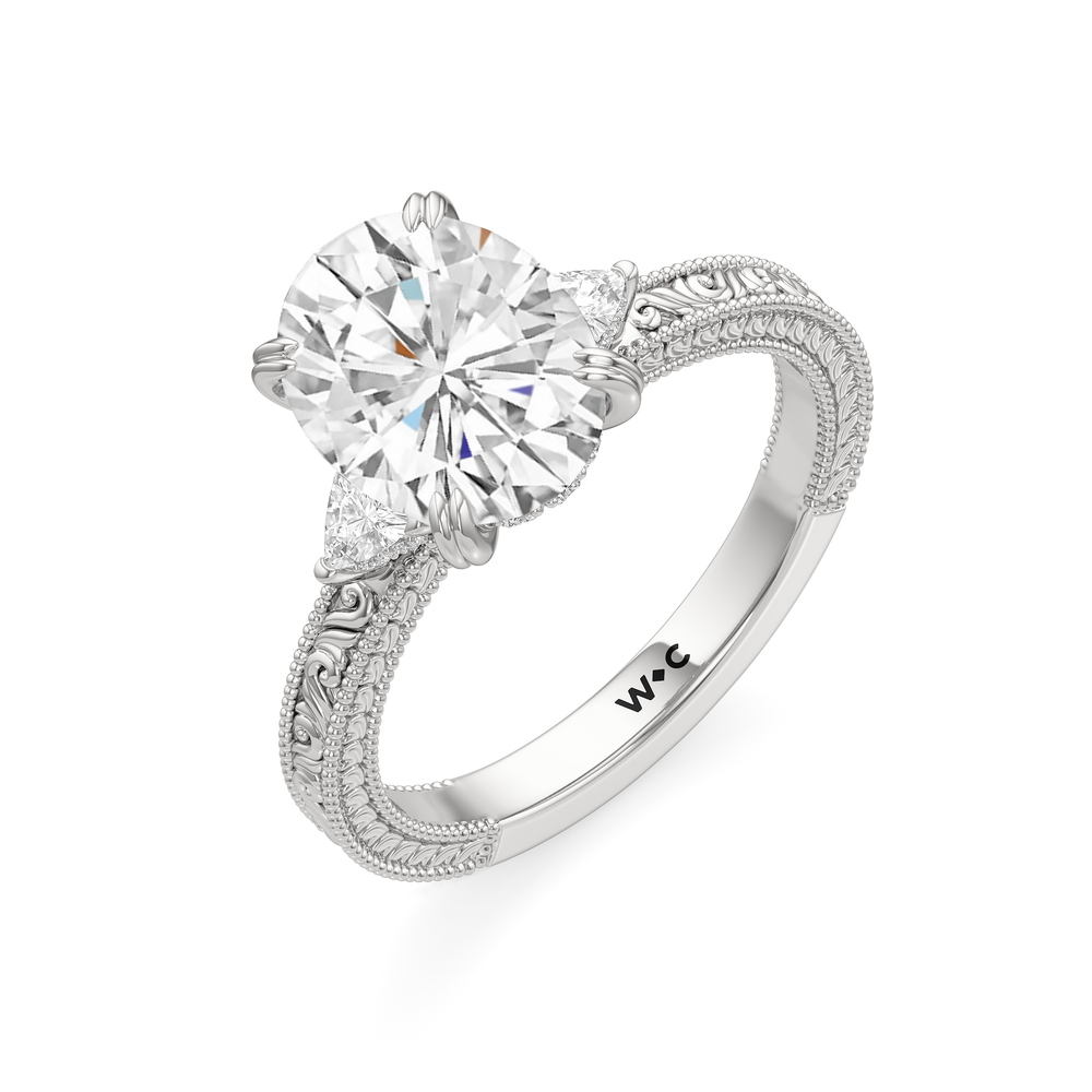 The Ophelia Ring with Oval Cut Diamond in 14KT Platinum view 3
