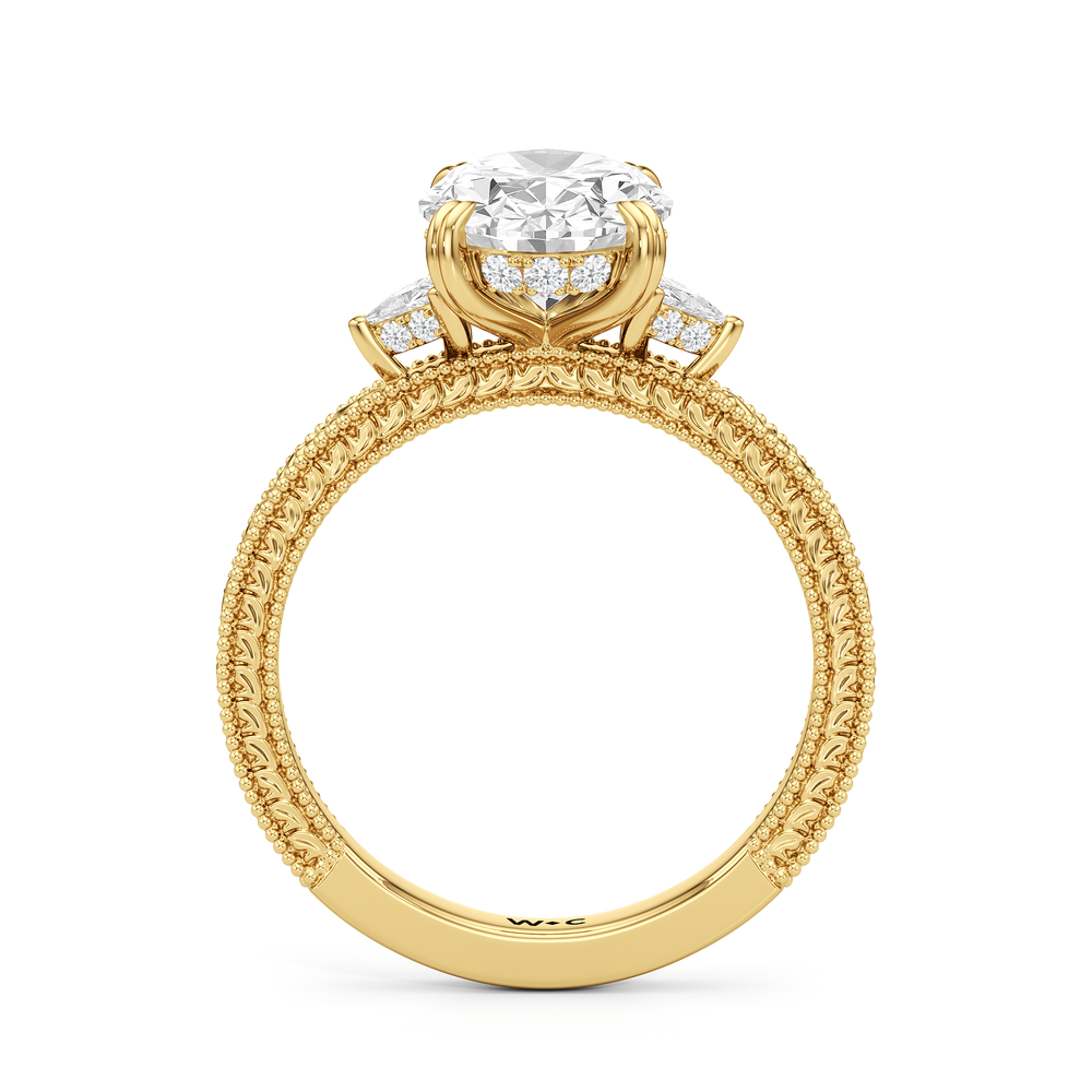 The Ophelia Ring with Oval Cut Diamond in 14KT Yellow Gold view 2

