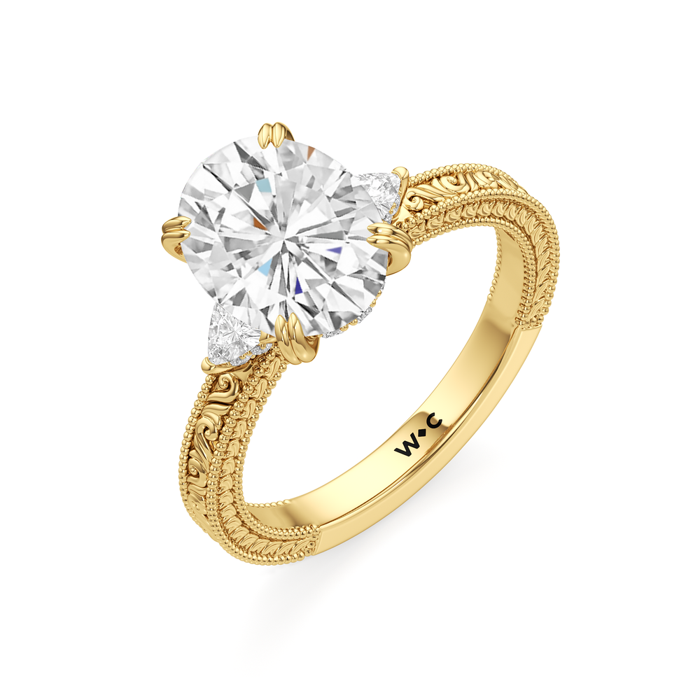 The Ophelia Ring with Oval Cut Diamond in 14KT Yellow Gold view 3
