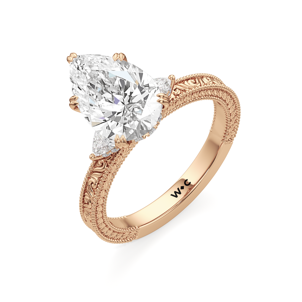 The Ophelia Ring with Pear Cut Diamond in 14KT Rose Gold view 3
