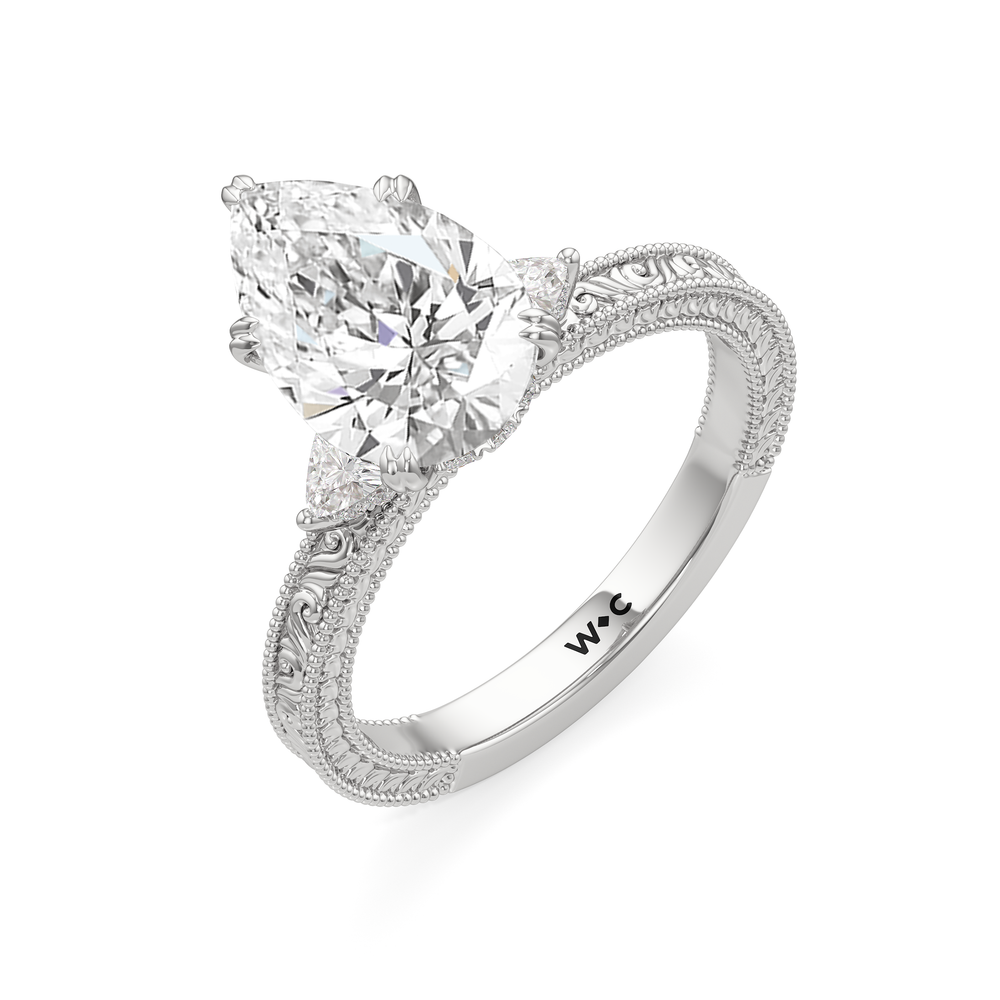 The Ophelia Ring with Pear Cut Diamond in 14KT Platinum view 3
