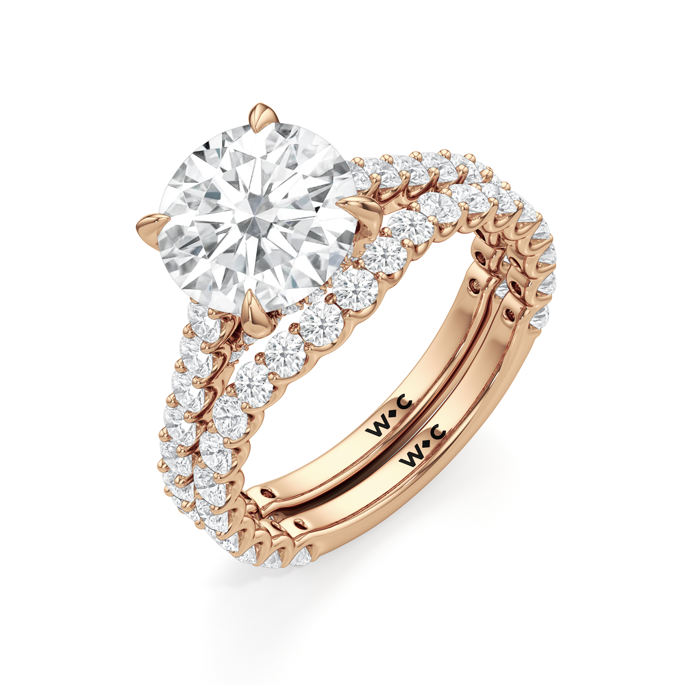The Arc Icon Diamond Wedding Band with 18KT Rose Gold Cut Diamond in 14KT Rose Gold view 3
