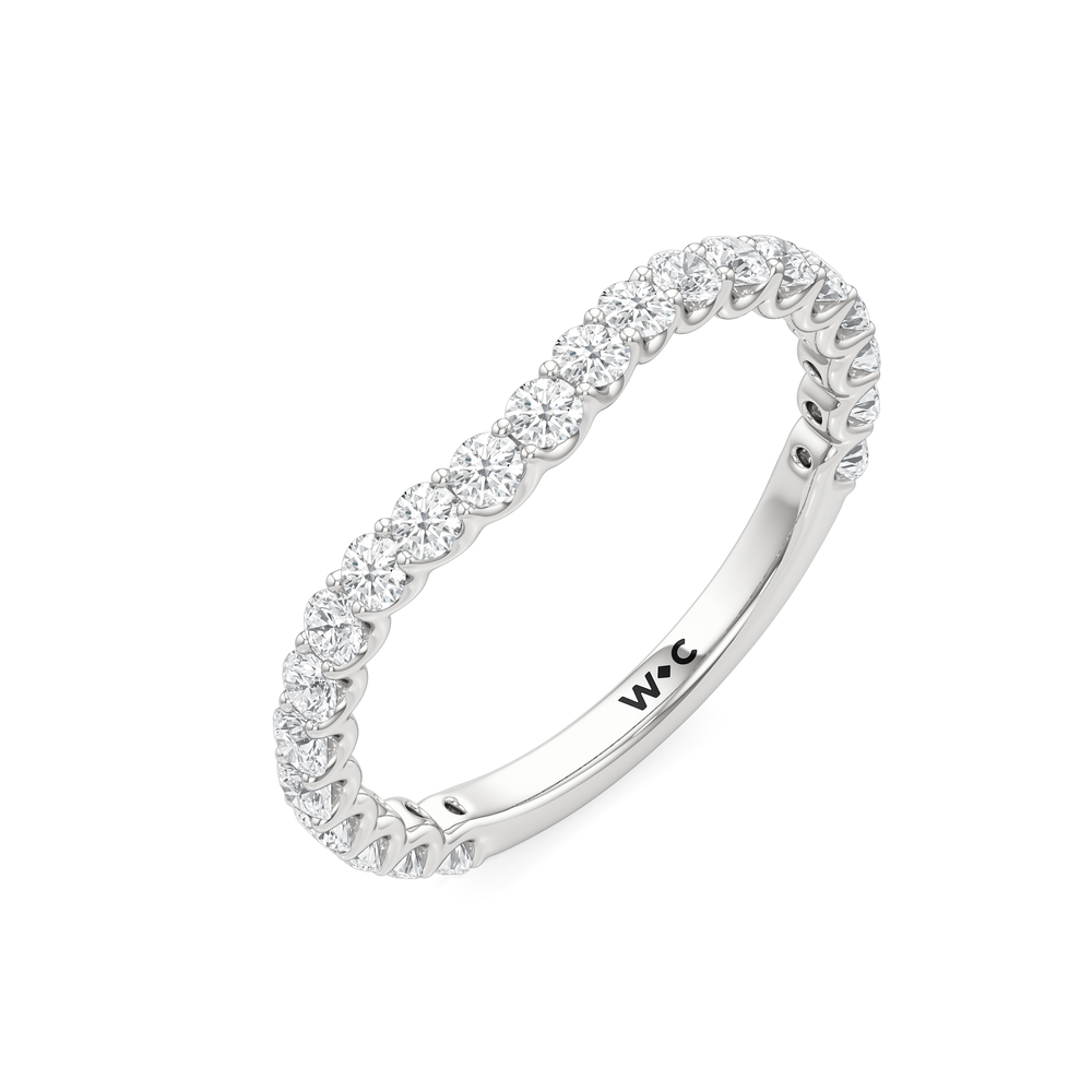 The Arc Icon Diamond Wedding Band with Platinum Cut Diamond in 14KT Platinum view 4
