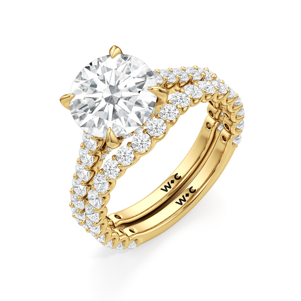 The Arc Icon Engagement Ring with Round Cut Diamond in 14KT Yellow Gold view 4
