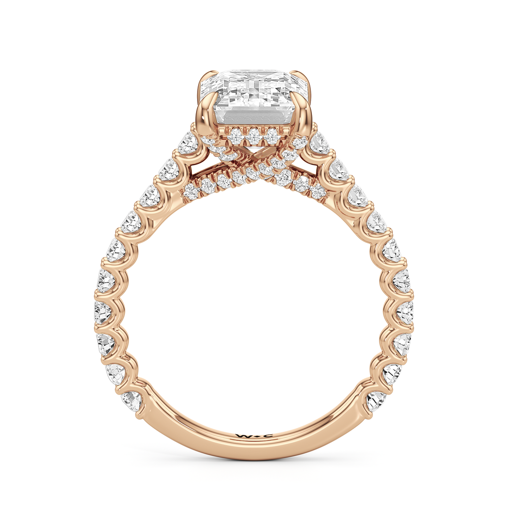 The Arc Icon Engagement Ring with Emerald Cut Diamond in 14KT Rose Gold view 2
