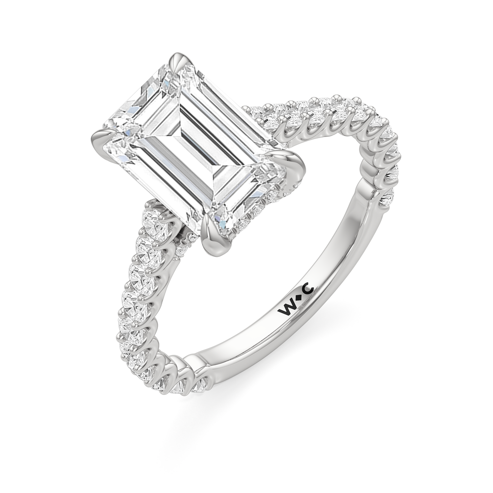 The Arc Icon Engagement Ring with Emerald Cut Diamond in 14KT Platinum view 3
