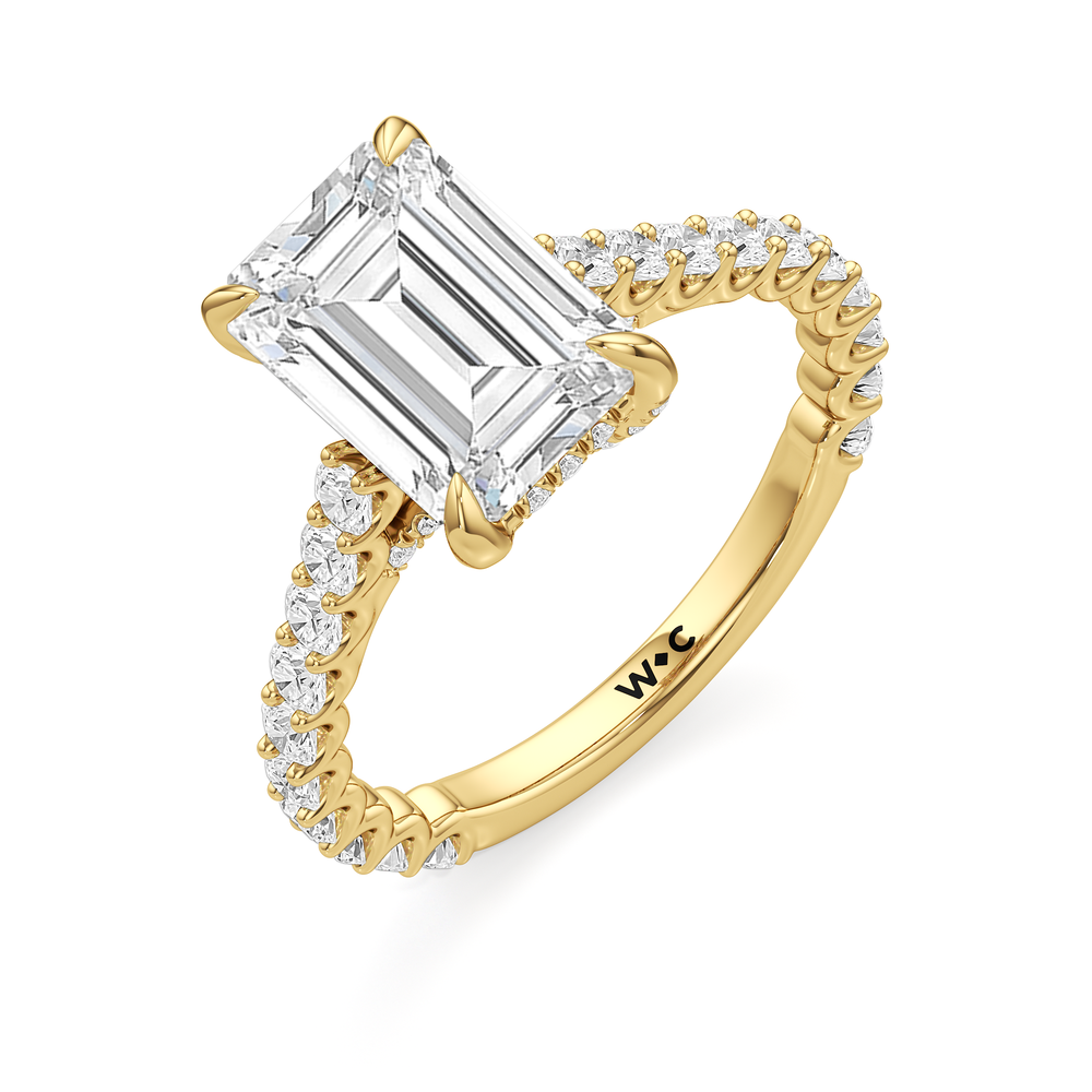 The Arc Icon Engagement Ring with Emerald Cut Diamond in 14KT Yellow Gold view 3
