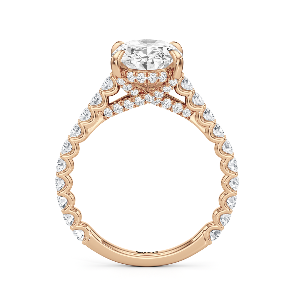 The Arc Icon Engagement Ring with Oval Cut Diamond in 14KT Rose Gold view 2
