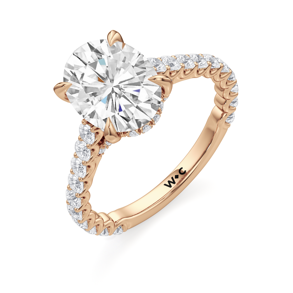 The Arc Icon Engagement Ring with Oval Cut Diamond in 14KT Rose Gold view 3
