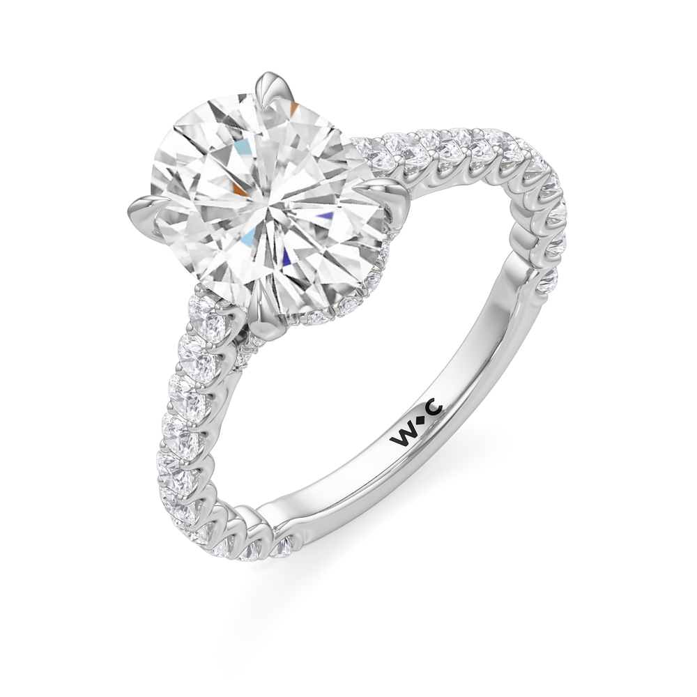 The Arc Icon Engagement Ring with Oval Cut Diamond in 14KT Platinum view 3
