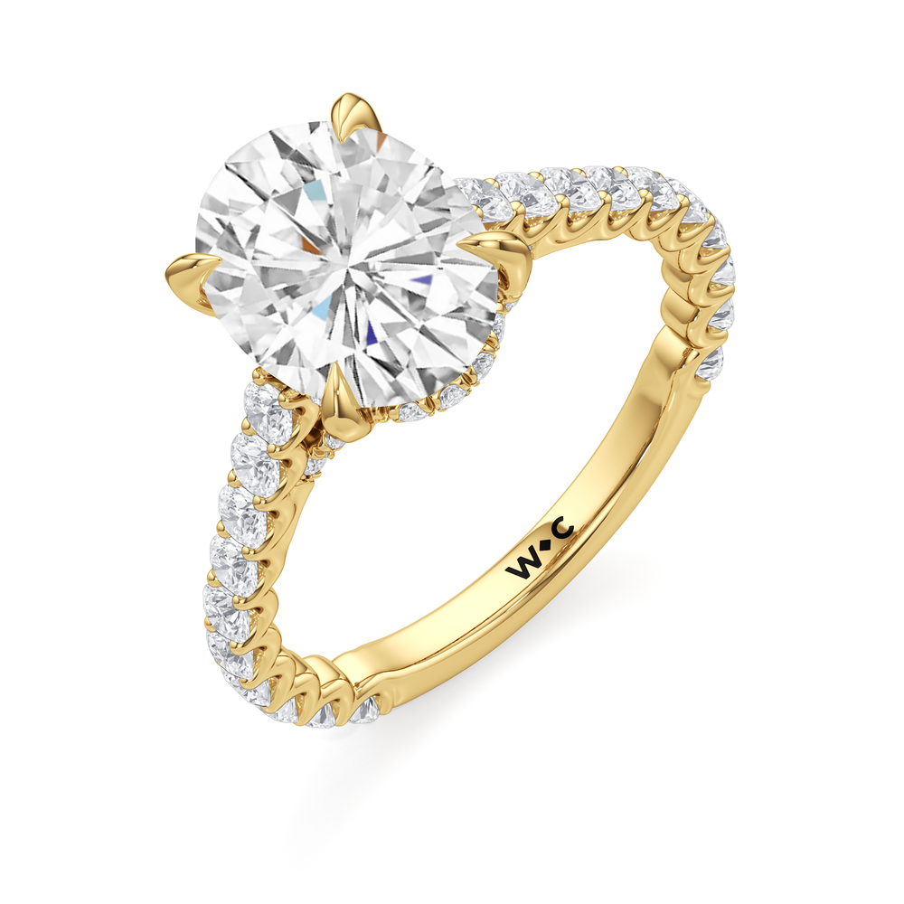 The Arc Icon Engagement Ring with Oval Cut Diamond in 14KT Yellow Gold view 3
