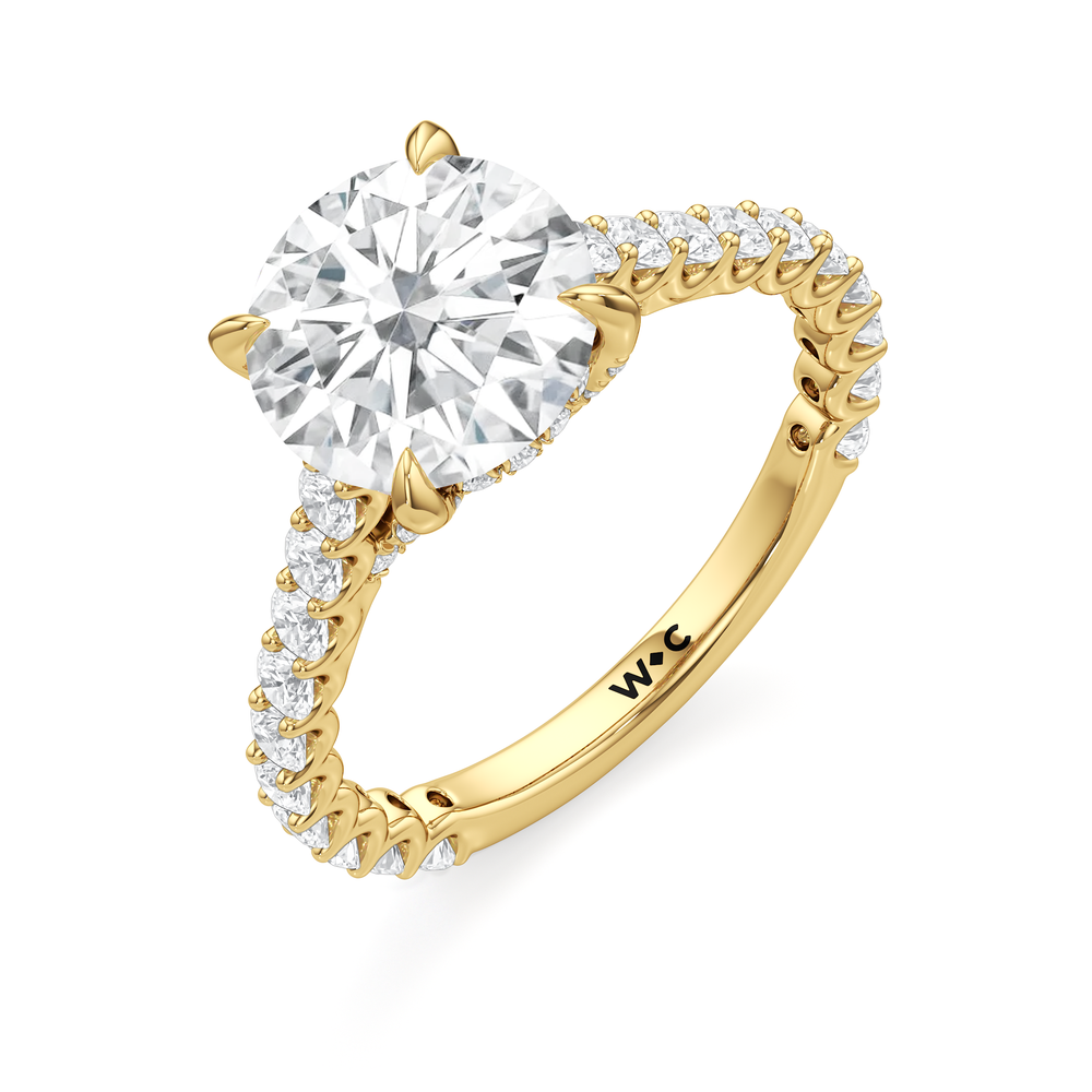 The Arc Icon Engagement Ring with Round Cut Diamond in 14KT Yellow Gold view 3
