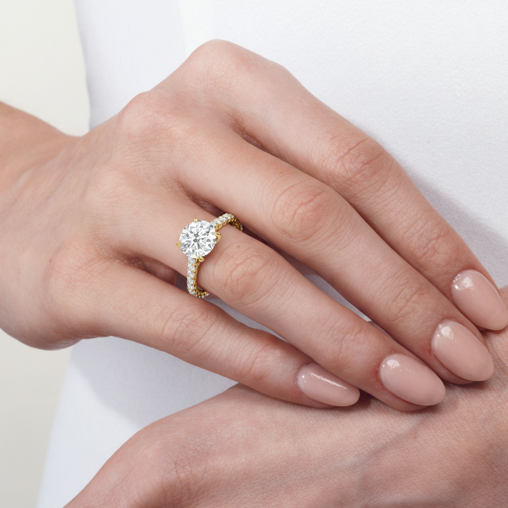 Model Wearing The Arc Icon Engagement Ring view