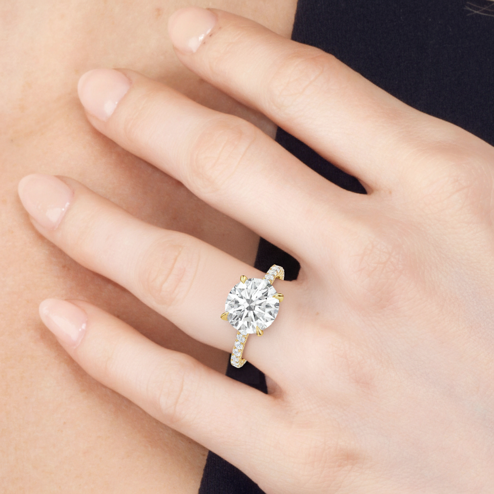 Model Wearing The Arc Icon Engagement Ring view