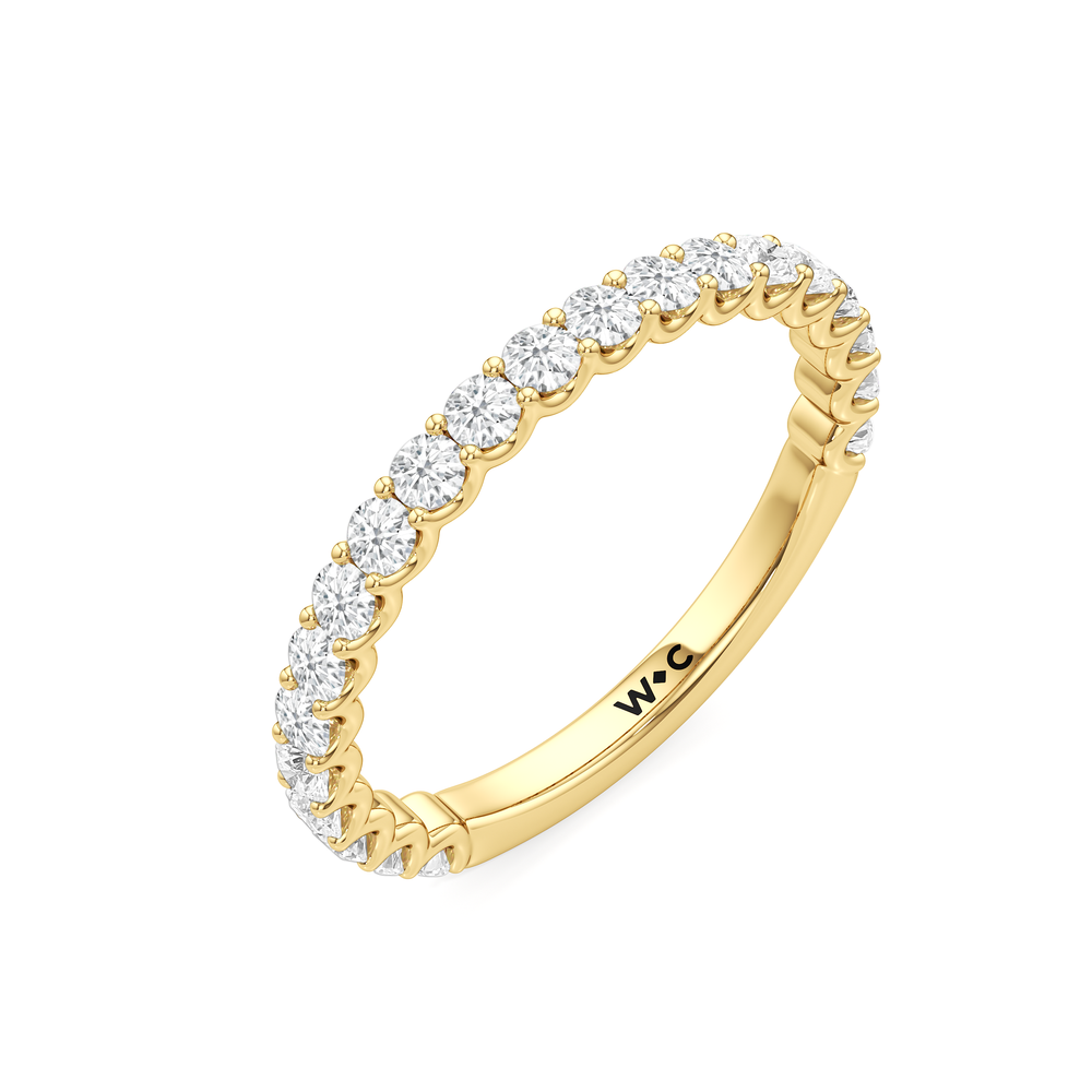 The Arc Classic Diamond Wedding Band with 18KT Yellow Gold Cut Diamond in 14KT Yellow Gold view 4
