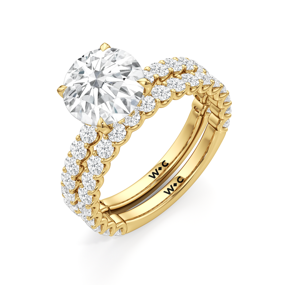 The Arc Classic Diamond Wedding Band with 18KT Yellow Gold Cut Diamond in 14KT Yellow Gold view 3
