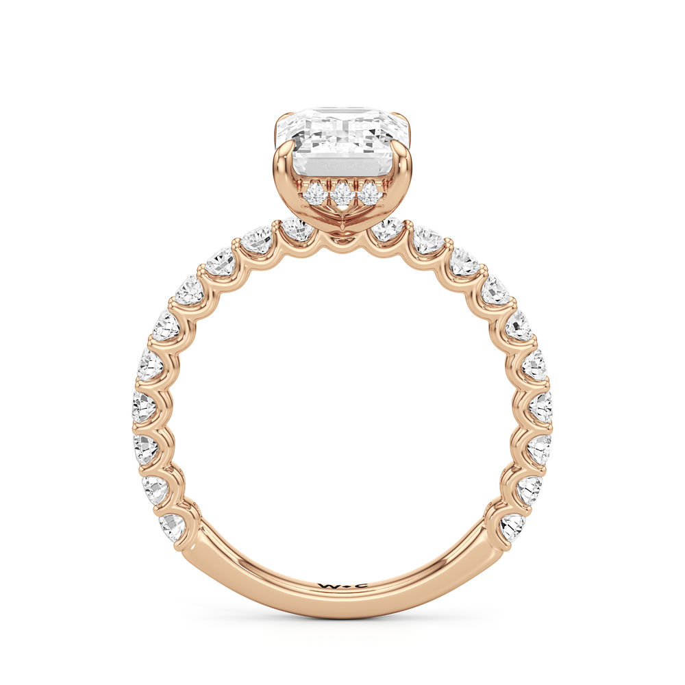 The Arc Classic Engagement Ring with Emerald Cut Diamond in 14KT Rose Gold view 5
