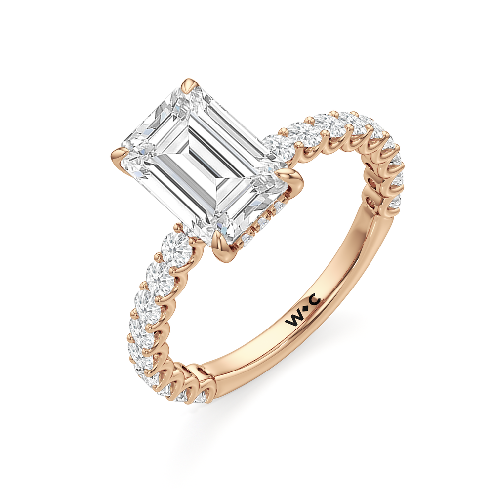 The Arc Classic Engagement Ring with Emerald Cut Diamond in 14KT Rose Gold view 6
