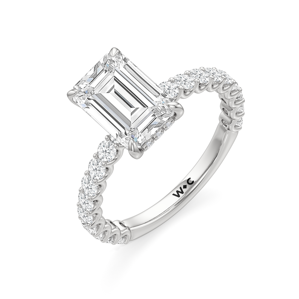 The Arc Classic Engagement Ring with Emerald Cut Diamond in 14KT Platinum view 6
