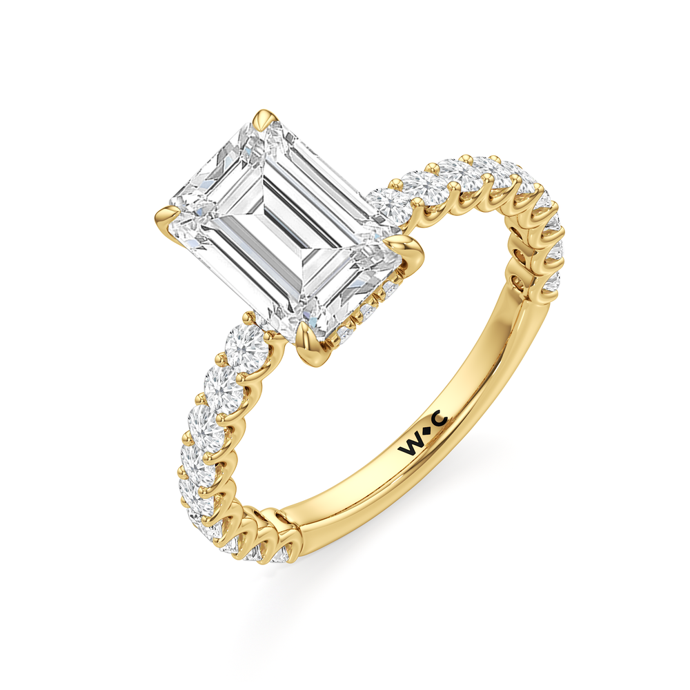 The Arc Classic Engagement Ring with Emerald Cut Diamond in 14KT Yellow Gold view 6
