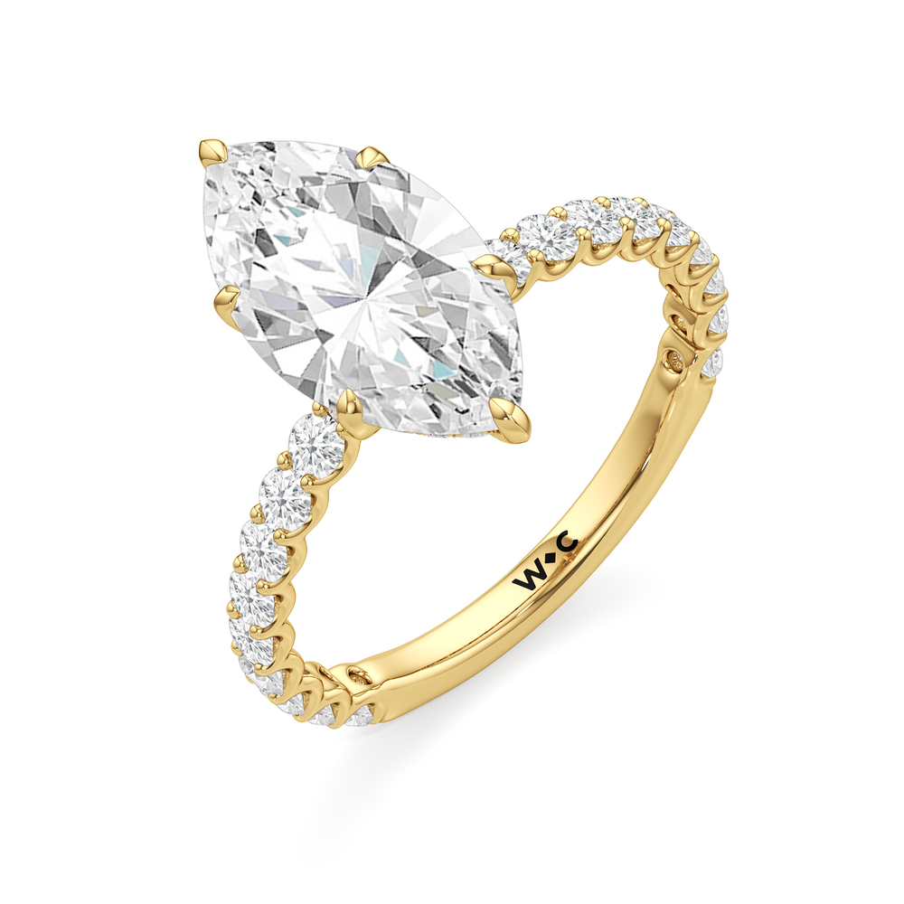The Arc Classic Engagement Ring with Marquise Cut Diamond in 14KT Yellow Gold view 3

